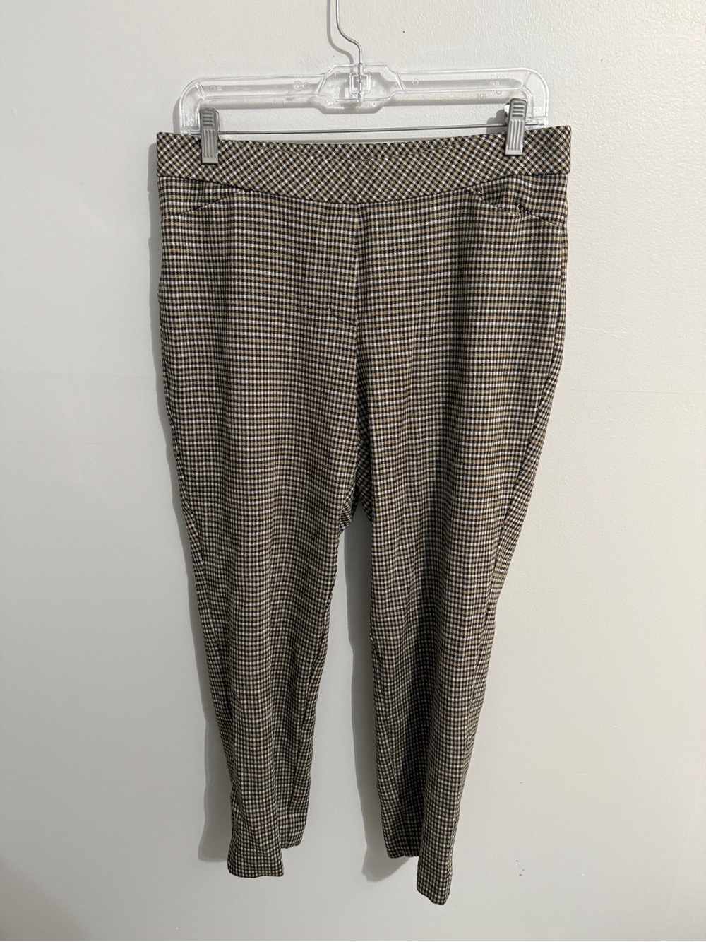 J Jill Pants Womens M Petite Ponte Slim Leg Geometric Plaid Ankle Pull On